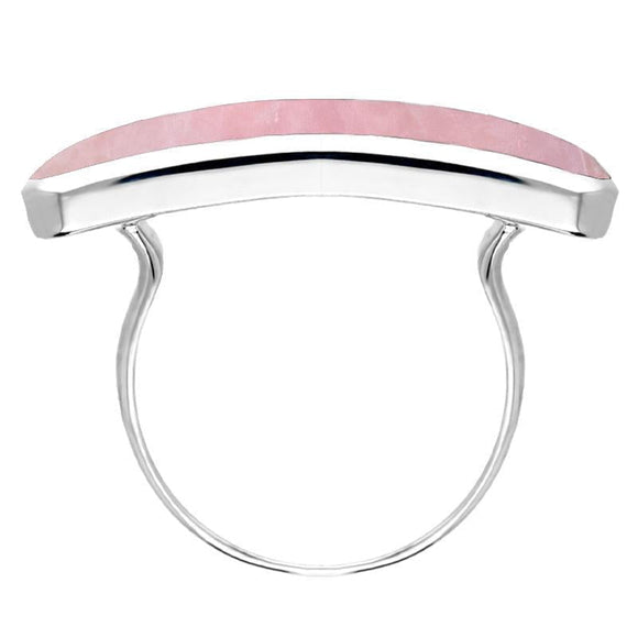 Sterling Silver Rose Quartz Lineaire Long Oval Ring R1005