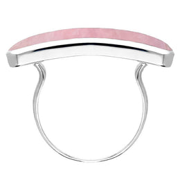 Sterling Silver Rose Quartz Lineaire Long Oval Ring R1005
