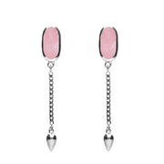 Sterling Silver Rose Quartz Lineaire Medium Drop Stud Earrings E2241