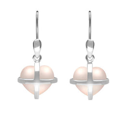 Sterling Silver Rose Quartz Small Cross Heart Drop Earrings E1287