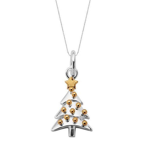 Sterling Silver Small Christmas Tree with Baubles Necklace, P2789C.