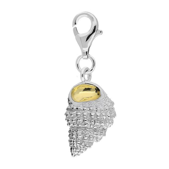 Sterling Silver Yellow Gold Large Ridged Conch Shell Charm G801