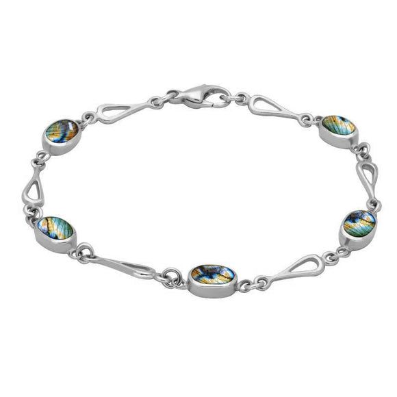 Sterling Silver Spectrolite Oval Spoon Bracelet, B231.