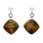  Sterling Silver Tigers Eye Cushion Drop Earrings, E227