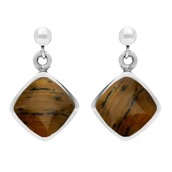  Sterling Silver Tigers Eye Cushion Drop Earrings, E227