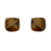Sterling Silver Tigers Eye Small Dinky Cushion Stud Earrings, E335