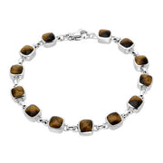 Sterling Silver Tigers Eye Square Small Cushion Bracelet, B538