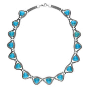 Sterling Silver Turquoise Foxtail Seventeen Stone Triangle Necklace N965