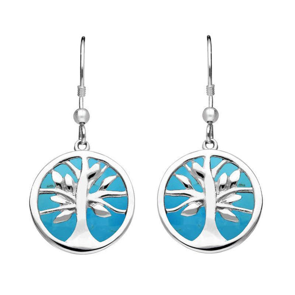 Sterling Silver Turquoise Large Round Tree of Life Two Piece Set S063