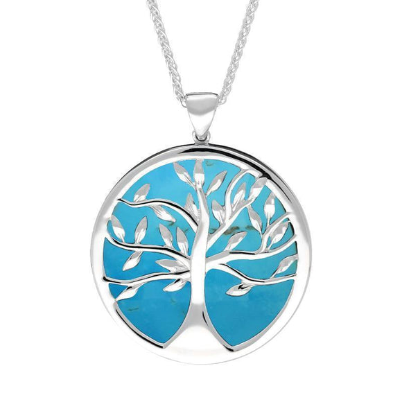 Sterling Silver Turquoise Large Round Tree of Life Two Piece Set S063