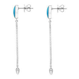 Sterling Silver Turquoise Lineaire Long Drop Stud Earrings E2240