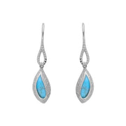 Sterling Silver Turquoise Marquise Beaded Edge Earrings, E1616.