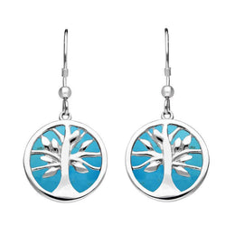 Sterling Silver Turquoise Medium Round Tree of Life Two Piece Set S065