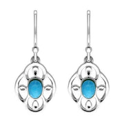 Sterling Silver Turquoise Open Flower Drop Earrings