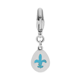 Sterling Silver Turquoise Pear Shaped Fleur De Lis Clip Charm, G663.