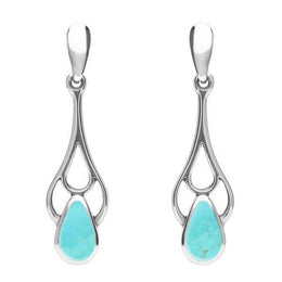 Sterling Silver Turquoise Pear Spoon Earrings. E139. 