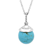 Sterling Silver Turquoise Round Bead Drop Necklace