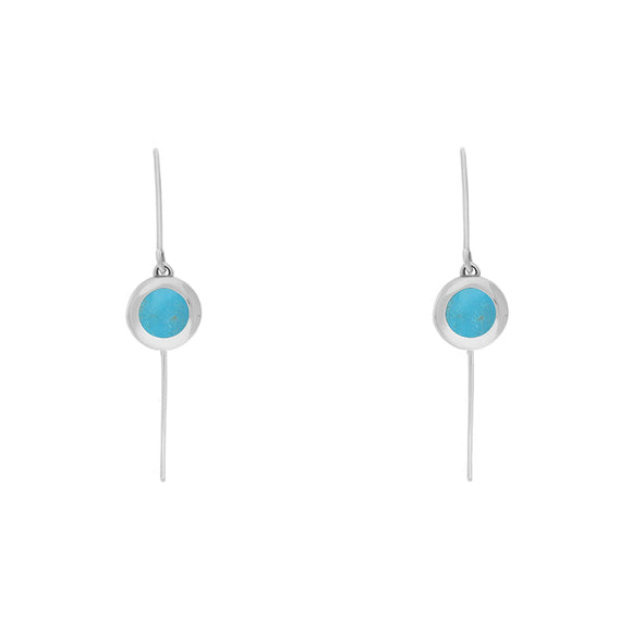 Sterling Silver Turquoise Star Disc Drop Earrings, E1371.