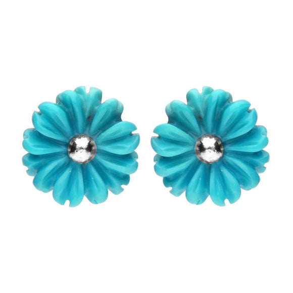 Sterling Silver Turquoise Tuberose Daisy Stud Earrings, E2161.