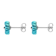 Sterling Silver Turquoise Tuberose Daisy Stud Earrings, E2161.