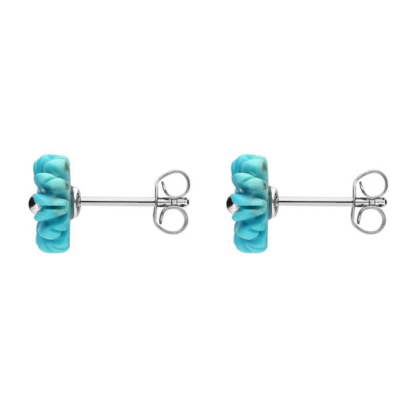Sterling Silver Turquoise Tuberose Daisy Stud Earrings, E2161.