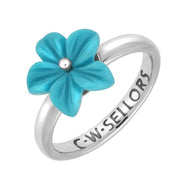 Sterling Silver Turquoise Tuberose Pansy Ring, R994.