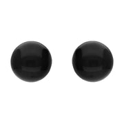 Sterling Silver Whitby Jet 8mm Domed Stud Earrings. E1725. 
