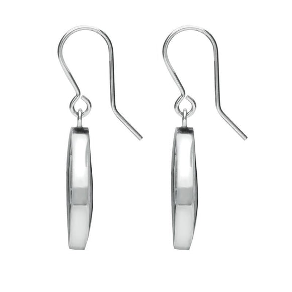 Sterling Silver Whitby Jet Abbey Large Cushion Window Drop Earrings. E2107.