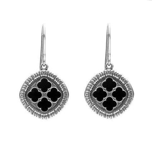 Sterling Silver Whitby Jet Abbey Window Drop Earrings. E1830