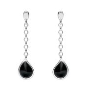 Sterling Silver Whitby Jet Abstract Peardrop Earrings E1800