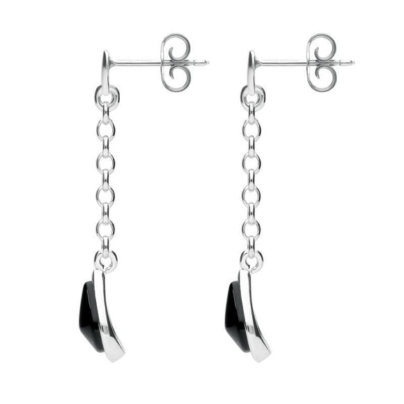 Sterling Silver Whitby Jet Abstract Peardrop Earrings E1800