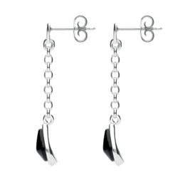 Sterling Silver Whitby Jet Abstract Peardrop Earrings E1800