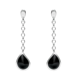 Sterling Silver Whitby Jet Abstract Peardrop Earrings E1800