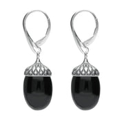 Sterling Silver Whitby Jet Acorn Drop Earrings E2418