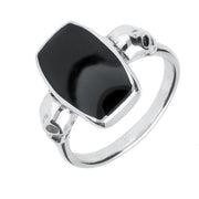 Sterling Silver Whitby Jet Barrel Skull Shank Ring. R936