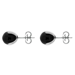 Sterling Silver Whitby Jet Bead Claw Set Stud Earrings. e1503.