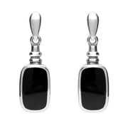 Sterling Silver Whitby Jet Bottle Top Drop Earrings. E055. 