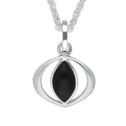 Sterling Silver Whitby Jet Cat Eye Necklace. P2542