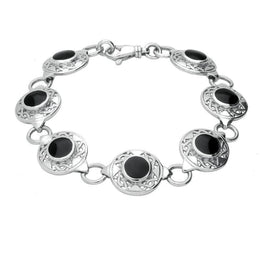 Sterling Silver Whitby Jet Celtic Oval Four Piece Set. S013 