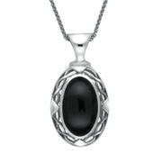 Sterling Silver Whitby Jet Celtic Oval Four Piece Set. S013 
