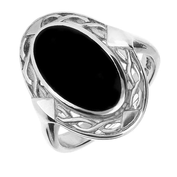 Sterling Silver Whitby Jet Celtic Oval Four Piece Set. S013 