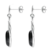 Sterling Silver Whitby Jet Celtic Twist Drop Earrings E984