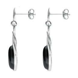 Sterling Silver Whitby Jet Celtic Twist Drop Earrings E984