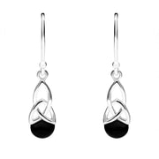Sterling Silver Whitby Jet Celtic Twist Hook Earrings E2318