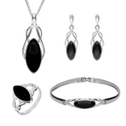 Sterling Silver Whitby Jet Celtic Twist Piece Set S011