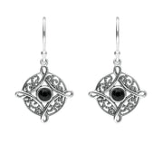 Sterling Silver Whitby Jet Chain Drop Earrings. E1922