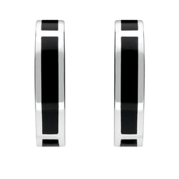 Sterling Silver Whitby Jet Curved Oblong Stud Earrings. E2022