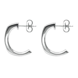 Sterling Silver Whitby Jet Curved Oblong Stud Earrings. E2022