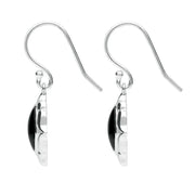 Sterling Silver Whitby Jet Cushion Fancy Edged Drop Earrings E2315