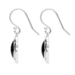 Sterling Silver Whitby Jet Cushion Fancy Edged Drop Earrings E2315